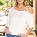 Small WHITE ONE SHOULDER OFF WITH STRAP DETAIL TUNIC TOP