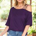 Small PLUM ONE SHOULDER OFF WITH STRAP DETAIL TUNIC TOP