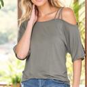 Small OLIVE ONE SHOULDER OFF WITH STRAP DETAIL TUNIC TOP