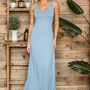 Small LIGHT BLUE SOLID TANK RACERBACK MAXI DRESS 