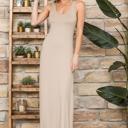 Small TAN SOLID TANK RACERBACK MAXI DRESS 