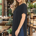 Small BLACK SHORT SLEEVE TUNIC WITH SIDE SLIT