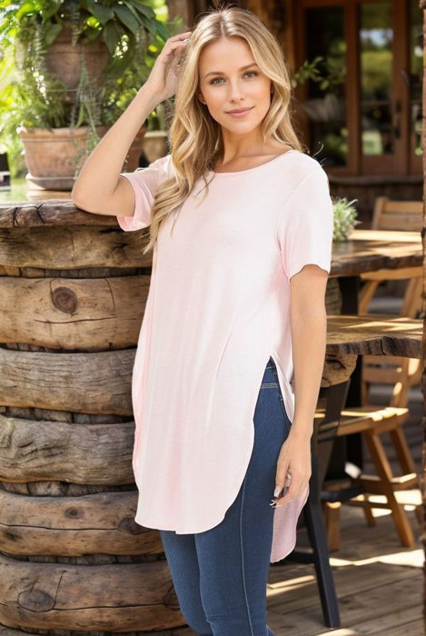 SHORT SLEEVE TUNIC WITH SIDE SLIT