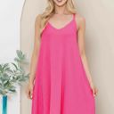 Large FUCHSIA WAVE RIB STRAP MINI DRESS WITH SIDE POCKETS