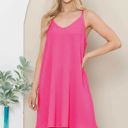 Medium FUCHSIA WAVE RIB STRAP MINI DRESS WITH SIDE POCKETS