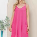 XL FUCHSIA WAVE RIB STRAP MINI DRESS WITH SIDE POCKETS