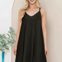 XL BLACK WAVE RIB STRAP MINI DRESS WITH SIDE POCKETS