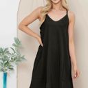 Small BLACK WAVE RIB STRAP MINI DRESS WITH SIDE POCKETS