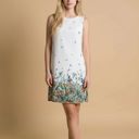 Small WHITE FLORAL SLEEVELESS SHIFT DRESS
