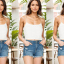 Small 3 PACK WHITE STRAP RIB TANK CROP TOP