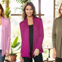Small ROSE/MAGENTA/OLIVE Long Sleeve Cardigan for Women Open Front Dressy (Multi Colors Office Cardigan)