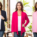 Small NAVY/FUCHSIA/PINK Long Sleeve Cardigan for Women Open Front Dressy (Multi Colors Office Cardigan)
