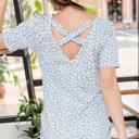 Medium BLUE ANIMAL PRINT SHORT SLEEVE CROSS BACK TUNIC TOP