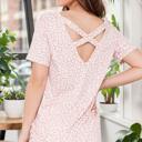 Medium PINK ANIMAL PRINT SHORT SLEEVE CROSS BACK TUNIC TOP