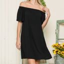 Small BLACK OFF-SHOULDER SHORT SLEEVE SUMMER DRESS