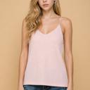 Small PINK WAFFLE V-NECK STRAP TANK TOP