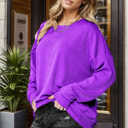 S-M PURPLE WAVE RIB OVERSIZED SWEATSHIRT