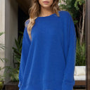 S-M ROYAL BLUE WAVE RIB OVERSIZED SWEATSHIRT