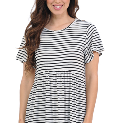 STRIPE SLEEVE EMPIRE WAIST TOP