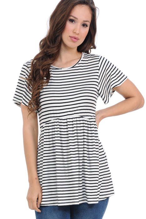 STRIPE SLEEVE EMPIRE WAIST TOP