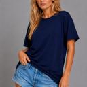 Small NAVY BASIC SUPER SOFT T-SHIRT WITH LOOSE FIT