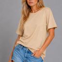 Small BEIGE BASIC SUPER SOFT T-SHIRT WITH LOOSE FIT