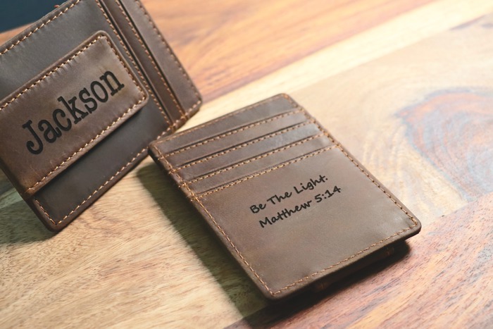 Front Pocket Slim Card Holder & Magnet Money Clip, Minimalist Leather Wallet, Groomsman Favor, CHRISTMAS GIFT