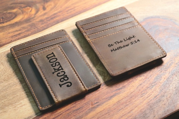 Front Pocket Slim Card Holder & Magnet Money Clip, Minimalist Leather Wallet, Groomsman Favor, CHRISTMAS GIFT