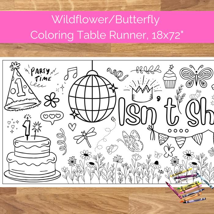 Isn't She ONEderful Coloring Table Runner, 20x72"