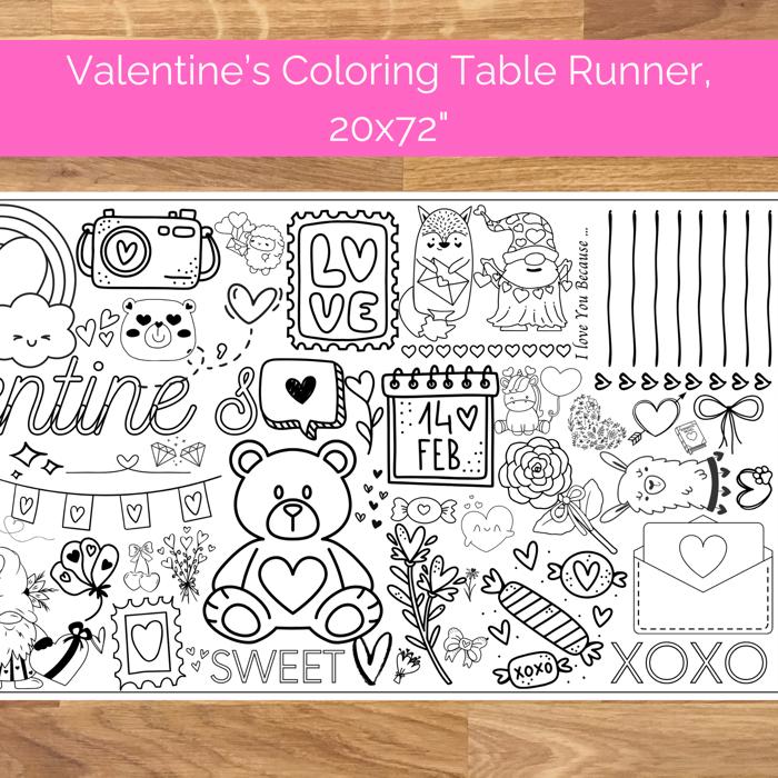 Happy Valentine's Coloring Party Banner, 20x72"
