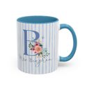 11 oz Blue Mug Blue Stripes Custom Name Teacher Appreciation Mug