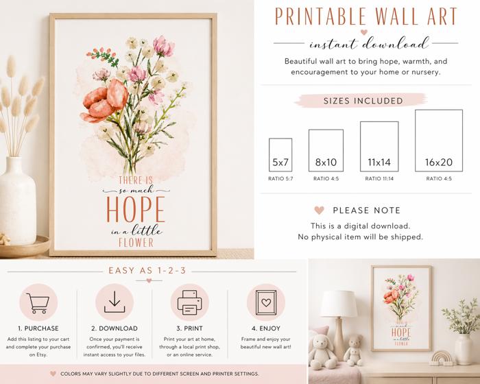 Hope in a Little Flower Art Print | Nursery or Bedroom Decor