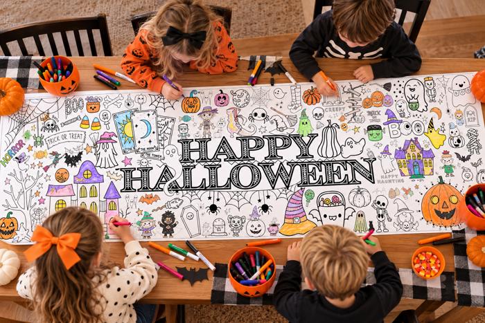 Happy Halloween 20x72" Coloring Party Banner