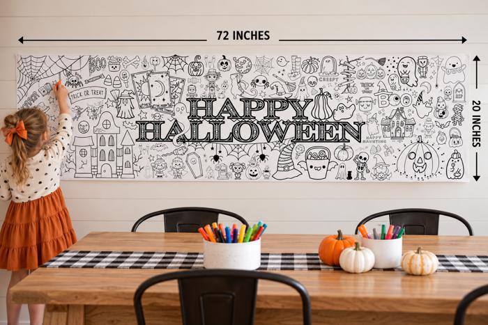 Happy Halloween 20x72" Coloring Party Banner