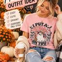  Womens Halloween Ghost Witch T-Shirt, I Put a Spell on You Tee, Comfort Colors Shirt