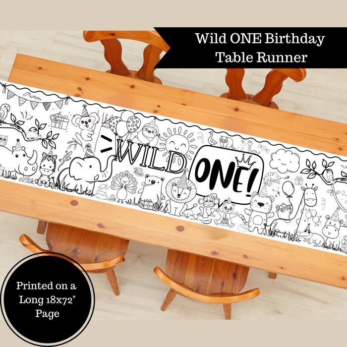 Wild ONE Coloring Table Runner, 20x72"