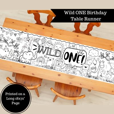 Wild ONE Coloring Table Runner, 20x72"