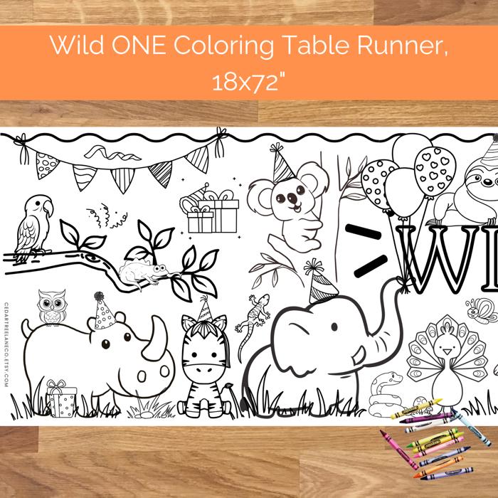 Wild ONE Coloring Table Runner, 20x72"