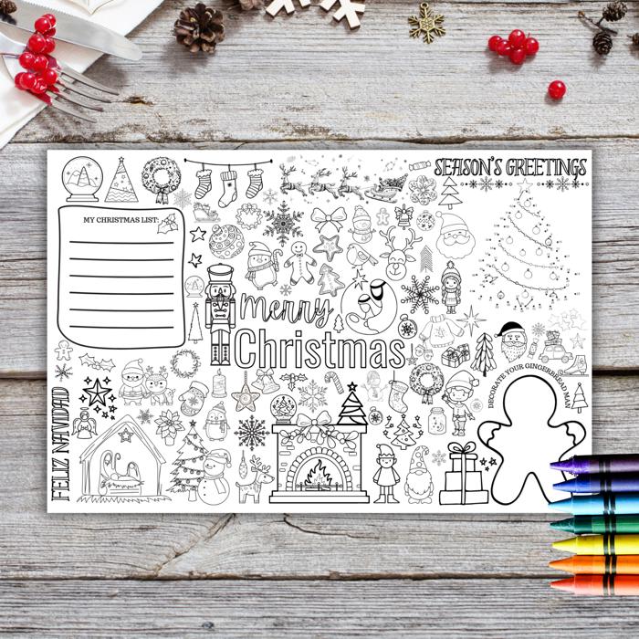 Christmas Busy Page Place Setting for Kids