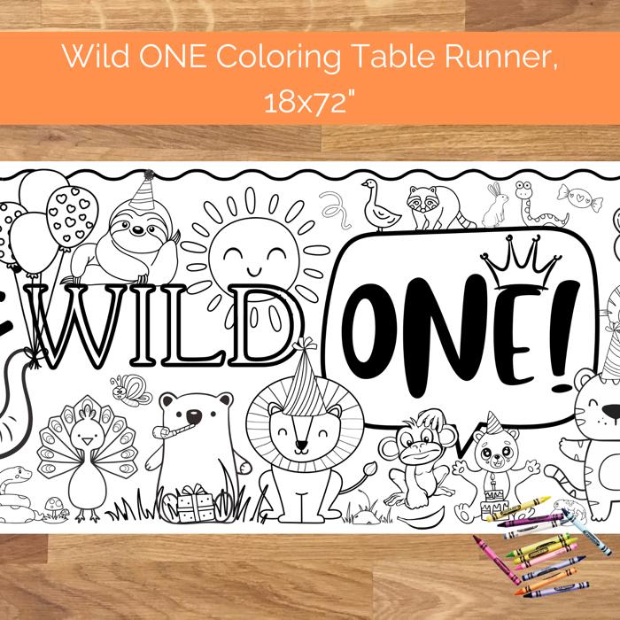 Wild ONE Coloring Table Runner, 20x72"