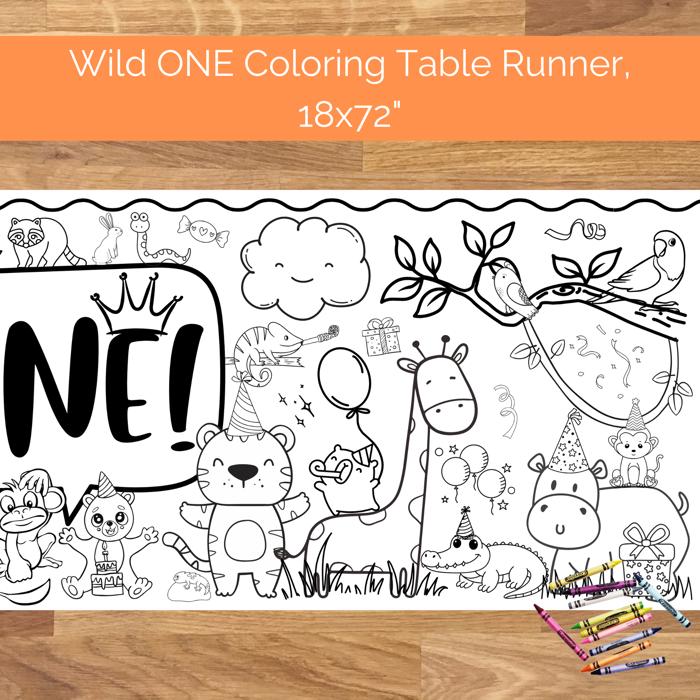 Wild ONE Coloring Table Runner, 20x72"