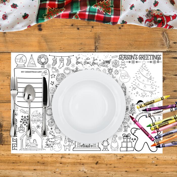 Christmas Busy Page Place Setting for Kids