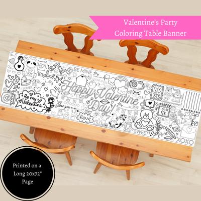 Happy Valentine's Coloring Party Banner, 20x72"