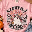  Womens Halloween Ghost Witch T-Shirt, I Put a Spell on You Tee, Comfort Colors Shirt