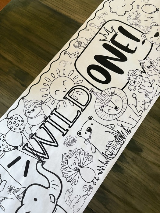 Wild ONE Coloring Table Runner, 20x72"