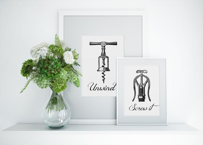 4 Vintage Wine Opener Prints