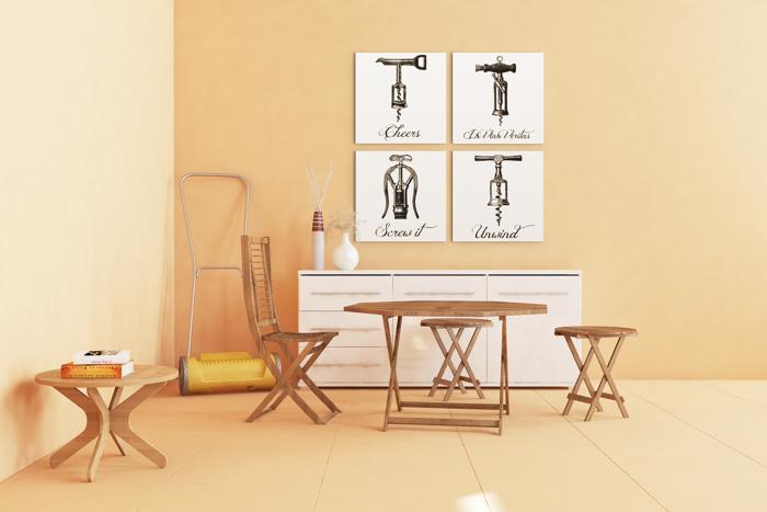 4 Vintage Wine Opener Prints