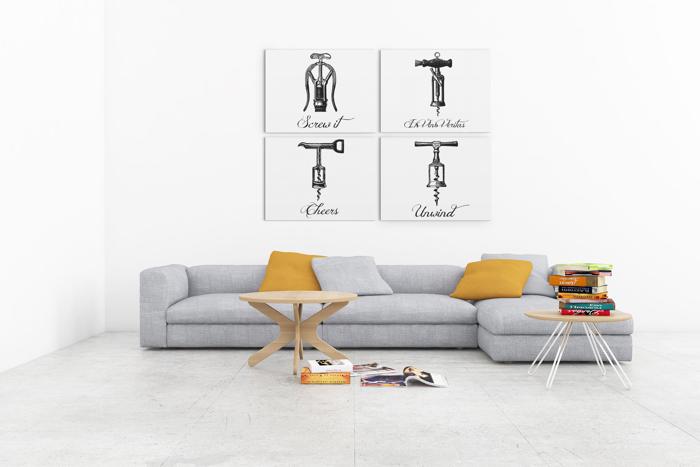 4 Vintage Wine Opener Prints