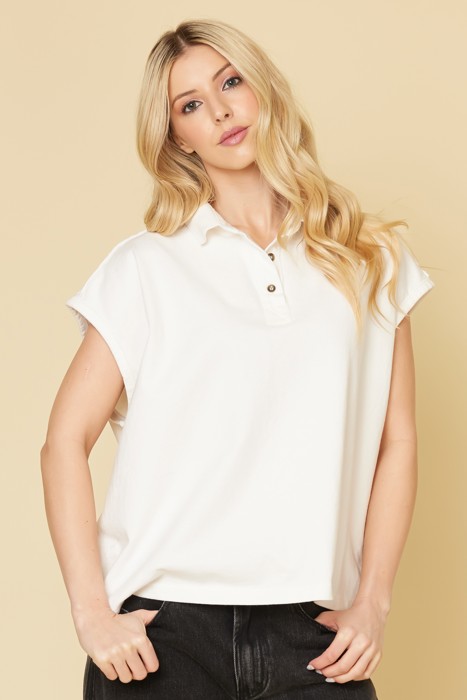 SLOUCHY POLO TOP W/ SLITS