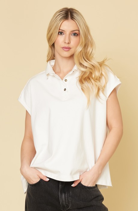 SLOUCHY POLO TOP W/ SLITS